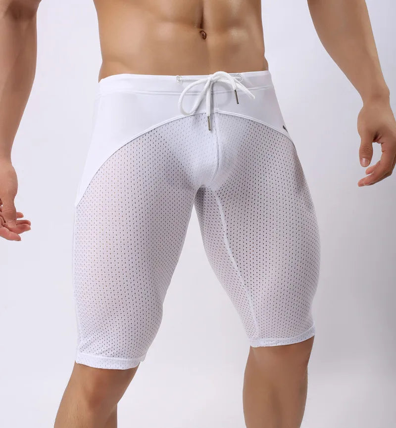 Summer Style Shorts Breathable Mesh Men Tight Beach Shorts Men Multifunction Knee Length Board Shorts Beach Wear