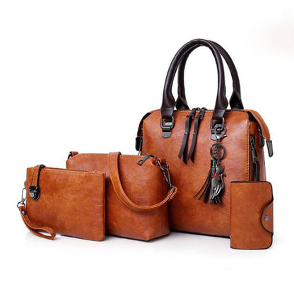 Bolsa Com Tassel Composto Feminina Bolsa De Couro De Luxo Bolsas De Marcas Famosas Designer Bolsa De Ombro Feminina Com Alça Superior 4 Peças/Conjunto