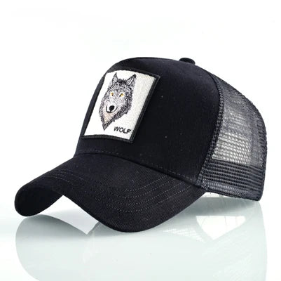 Trucker Cap Men's Breathable Mesh Baseball Caps For Women Outdoor Casual Baseball Hat With Wolf Embroidery Patch