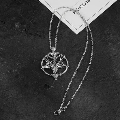 Fashion Jewelry Vintage Charm Women Men Pentagram Pan God Skull Goat Head Pendant Chain Necklaces
