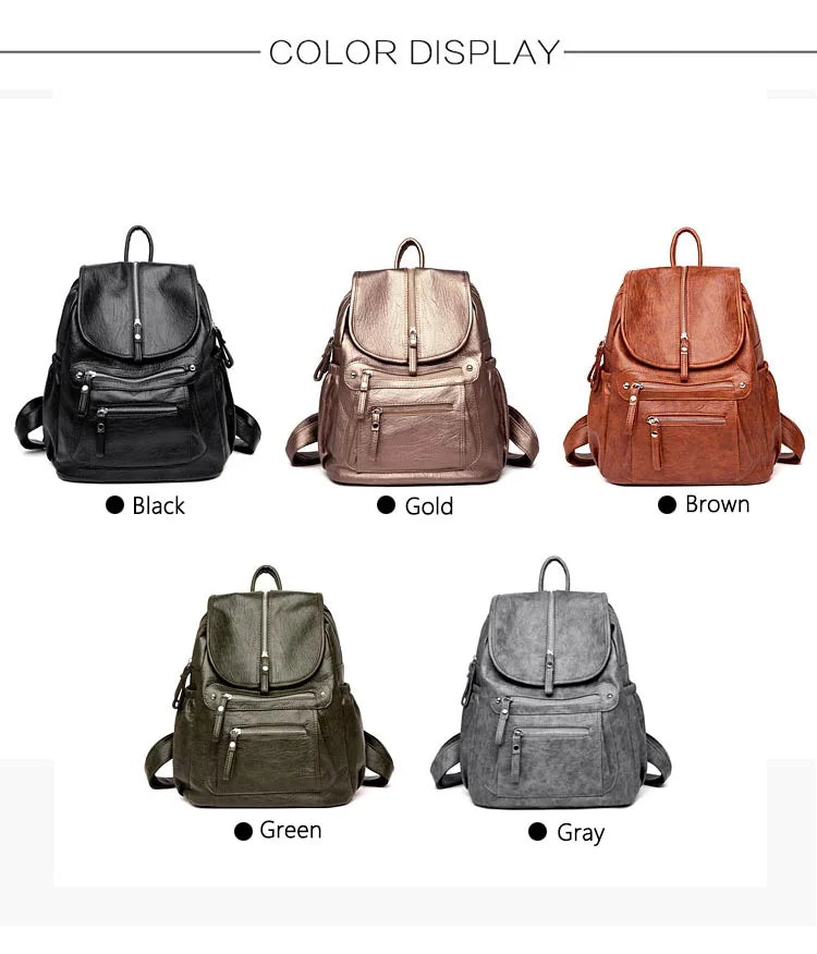 Women High Quality Leather Backpacks Vintage Female Shoulder Bag Sac a Dos Travel Ladies Bagpack Mochilas School Bags For Girls