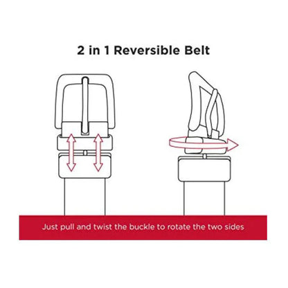 1Pcs Men's Genuine Leather Reversible Belt Rotated Buckle Two In One Big And Tall