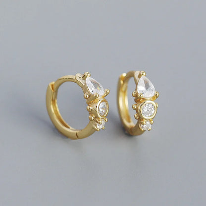 925 Sterling Silver Earring Zircon Sun Flower Ear Ring Geometric Style Water Drop Ear Bone Cute Temperament Woman Girl Ear Jewel