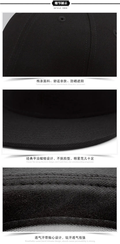 Man Plus Size Baseball Caps Adult Flat Peak Hip Hop Fitted Hat Men Women Large Size Snapback Cap size 6 3/4 to size 8