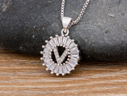 2 Colors Initial Letter Pendant 26 Letters Charm Name Necklace Top Quality Copper Zircon Jewelry Birthday Gift