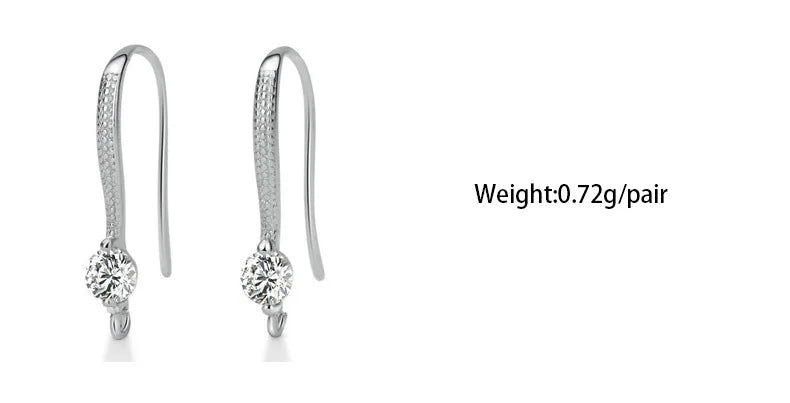 TrustDavis Real 925 Sterling Silver Fashion Dazzling CZ Opening Handmade Ear Hook Earring DIY Accessories Fine Jewelry HY365