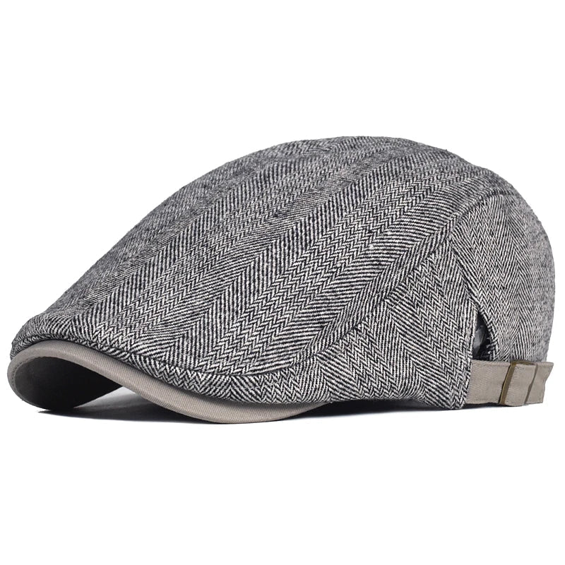 Big Size Newsboy Cap Men Winter Wool Thick Warm Vintage Herringbone Casual
