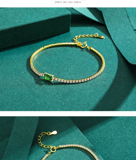 2021 New 925 Sterling Silver Luxury Sparkling Cubic Zirconia Bracelet For Women Gold Color Wedding Engagement Jewelry