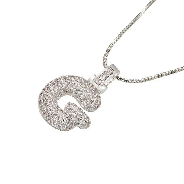 1.25x500mm Fat and lovely crystal brass silver color  letter necklace for women friends birthday gift model: VL34