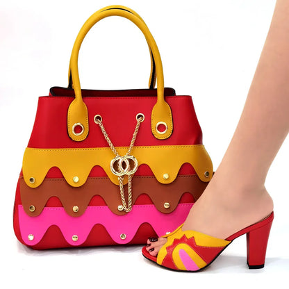 Black Color Comfortable Heels Italian Lady Shoes with Matching Bag for African Women Shoes and Bag Set