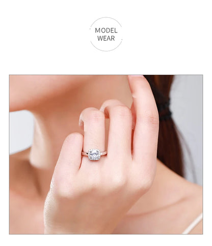 100% Real 925 Sterling Silver Simple Square Clear CZ Charm Rings for Women Minimalist Fine Jewelry 2021 New Style Bague