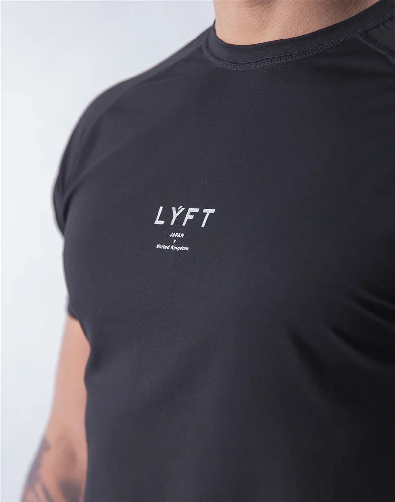 JP&UK Men T-shirt Short Sleeve Cotton Casual Gym Fitness T shirt Bodybuilding Workout Print Tees Tops Male LYFT Brand Clothing