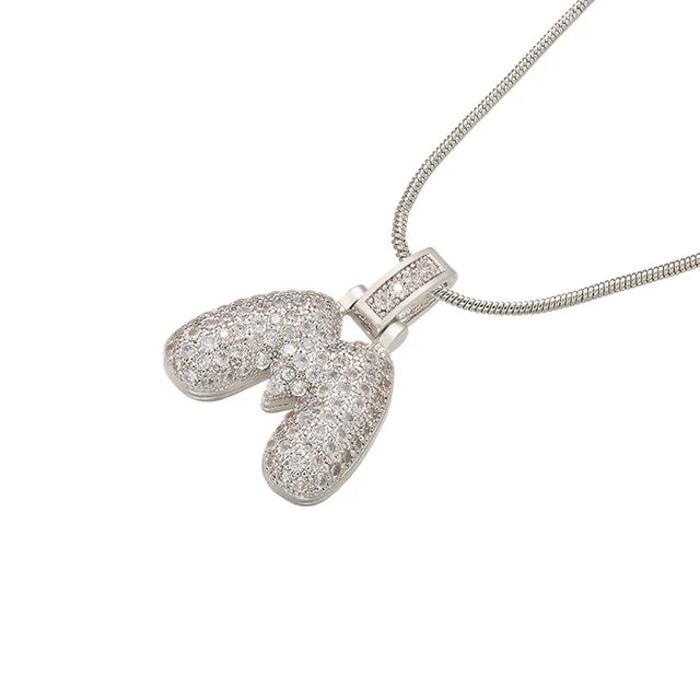 1.25x500mm Fat and lovely crystal brass silver color  letter necklace for women friends birthday gift model: VL34