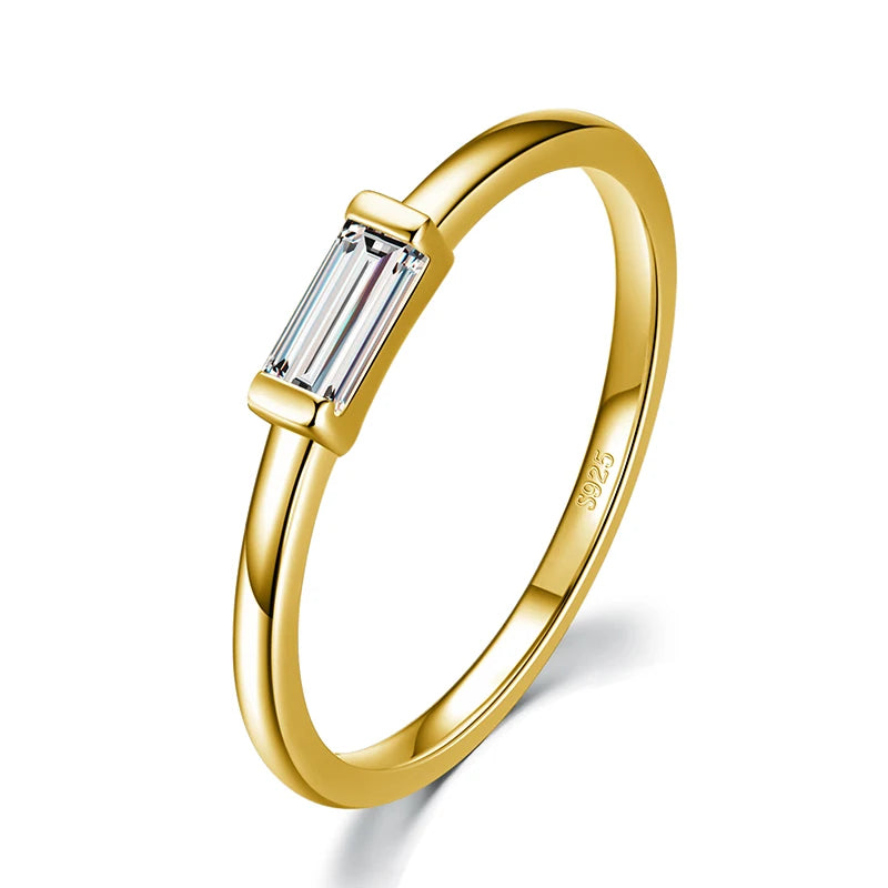 925 Sterling Silver Fashion Emerald Cut Shiny Clear CZ Wedding Female Rings for Women Simple Rectangle Ring Fine Jewelry