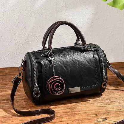flowers Pendant Handbag Women's fashion Boston bags single shoulder bag ladies crossbody bag PU messenger bag