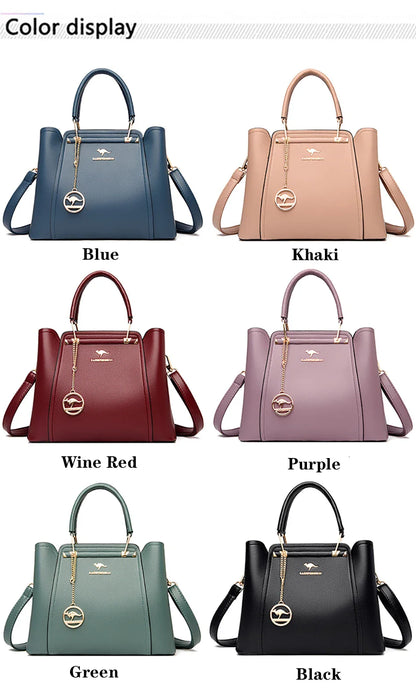 Bolsas de Luxo Femininas Bolsas de Grife 3 Camadas Couro Macio Ombro Transversal Sacola Feminina Grande Capacidade Compras Mensageiro Tote