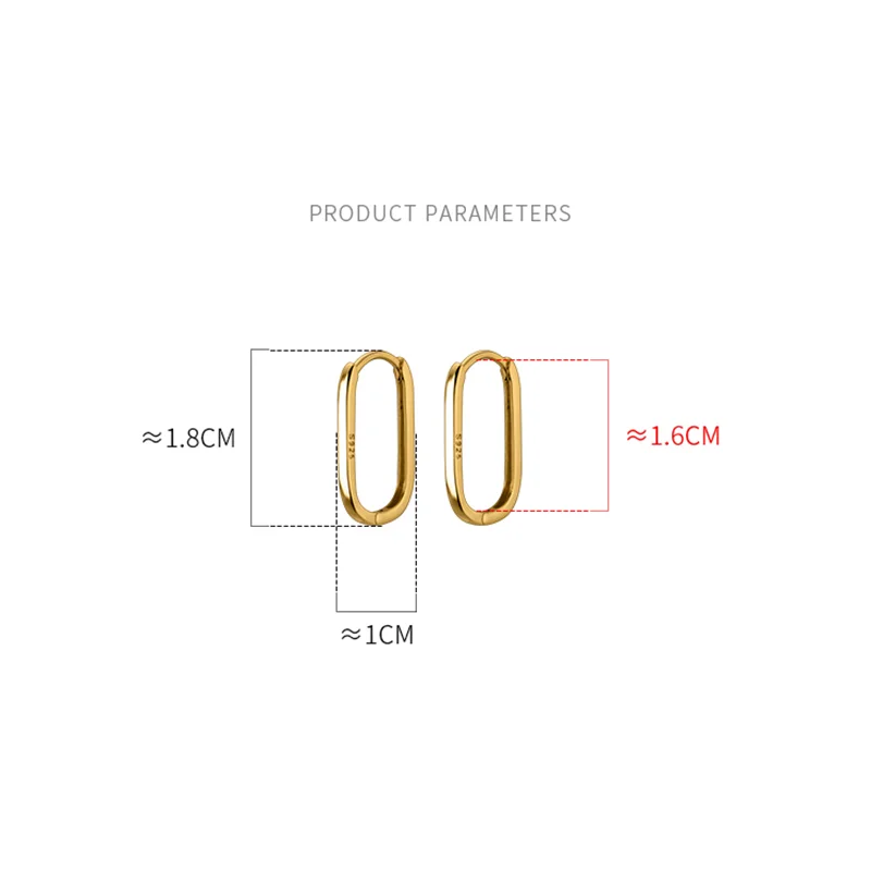 925 Sterling Silver Simple Oval Glossy Huggies Ear Buckle for Women Fashion Bohemian European piercing Earrings Jewelry