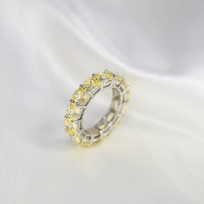 100% 925 Sterling Silver Sparkling 1 Row Full 5*5mm High Carbon Diamond Finger Rings For Women Wedding Party Fine Jewelry