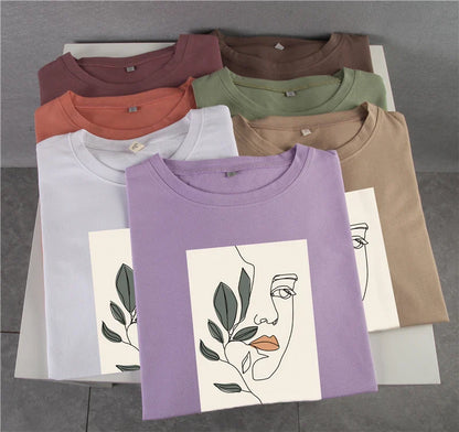 Gothic Graphic T Shirt Women 2023 Summer New Oversized Cotton Tees Casual Aesthetic Character Printed O Neck Tops