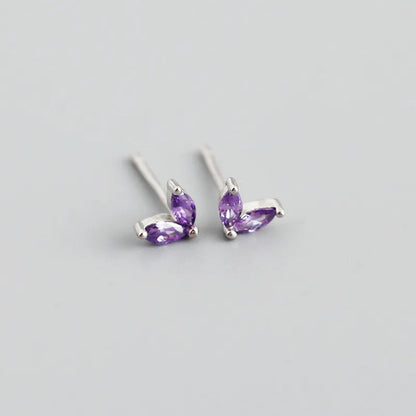 925 Sterling Silver Fashion Korean Chic Blue Horse Eye Zircon Stud Earrings for Women Teen Simple Color Piercing Jewelry