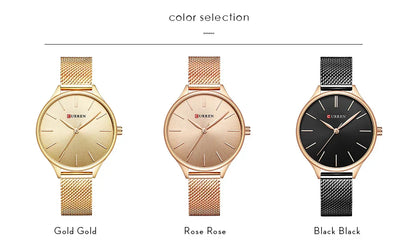 Original Women's Luxury Watch Matte Dial Japanese Quartz Movement Stainless Steel Mesh Strap with Box