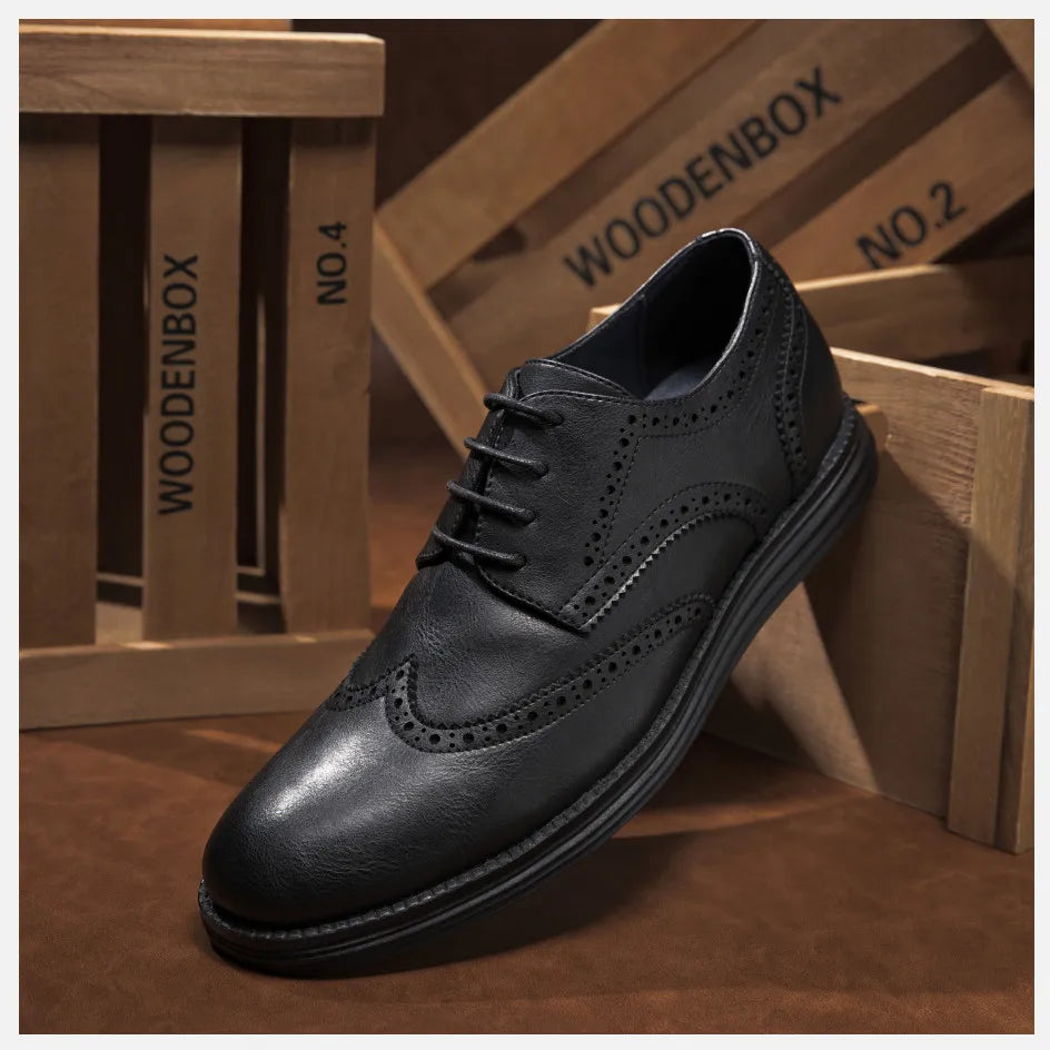 Sapatos Sociais Masculinos de Couro Genuíno Sapatos Casuais Confortáveis Masculinos Sapatos de Trabalho de Escritório Elegantes com Cadarço Masculinos