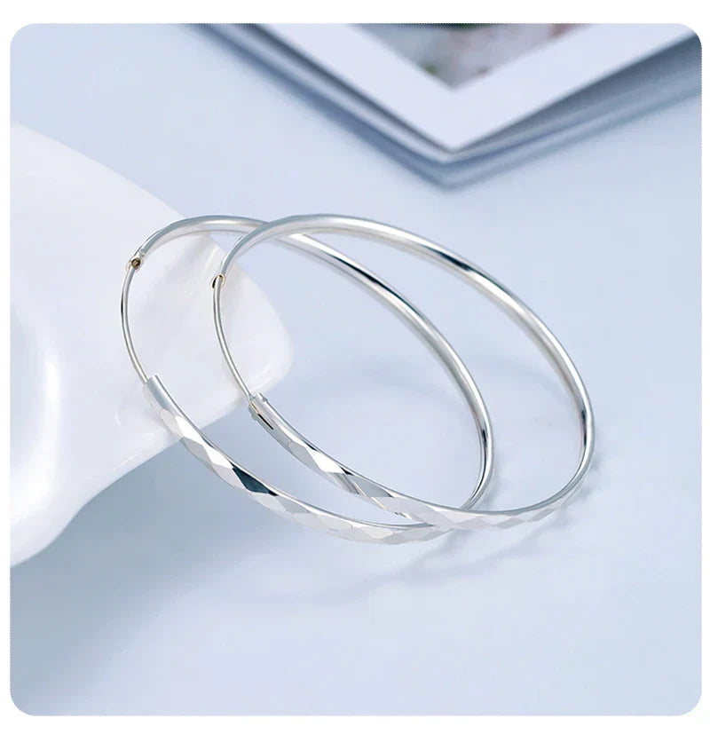 Women's Big Hoop Earrings, New Collection 100% 925 Sterling Silver Jewelry Fashion Women18K Golden серьги кольца