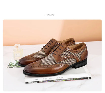 Men's Dress Shoes Leather Ventilation Lace-Up Fashion Bullock Men Shoes Formal Business Casual Spring Summer New