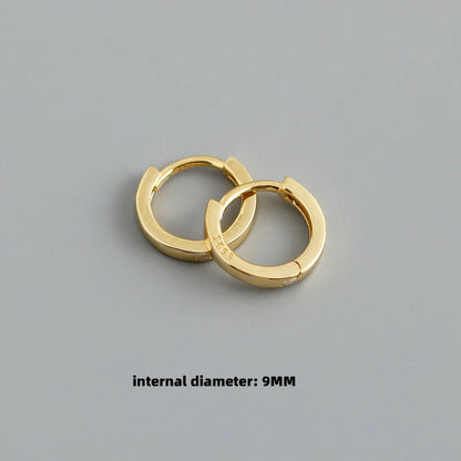 925 Sterling Silver Minimalist Punk Rock Circle Hoop Earrings for Women Men Goth Piercing Ear Buckle Charm Fine Jewelry