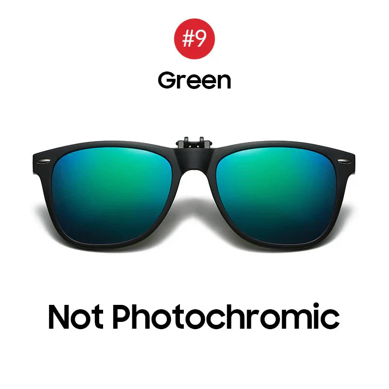 Men Photochromic Polarized Lens Flip Up Clip on Sunglasses Women Driving Sun Glasses with Clips 2026 Trending Product