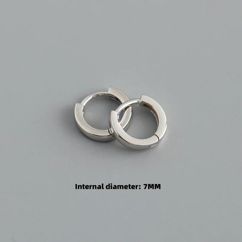 925 Sterling Silver Minimalist Punk Rock Circle Hoop Earrings for Women Men Goth Piercing Ear Buckle Charm Fine Jewelry