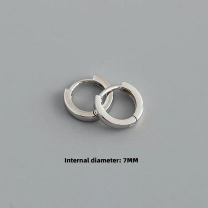 925 Sterling Silver Minimalist Punk Rock Circle Hoop Earrings for Women Men Goth Piercing Ear Buckle Charm Fine Jewelry