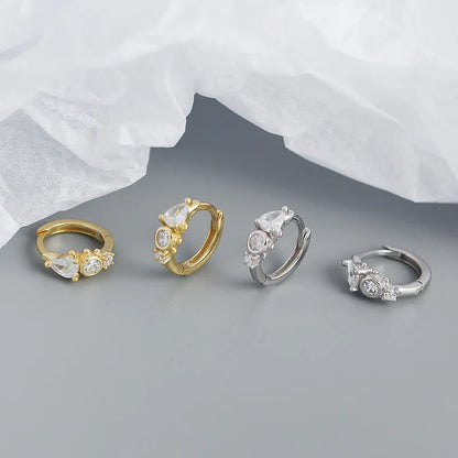 925 Sterling Silver Earring Zircon Sun Flower Ear Ring Geometric Style Water Drop Ear Bone Cute Temperament Woman Girl Ear Jewel