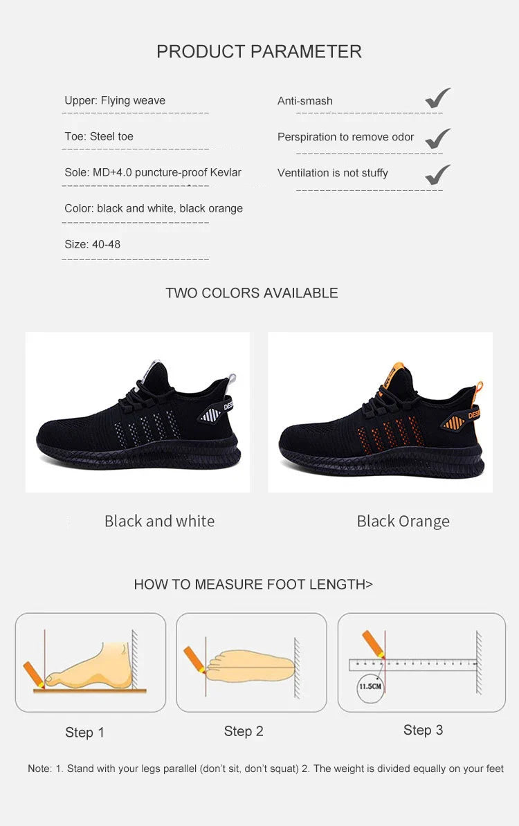 Work Safety Shoes Non-slip Waterproof Anti-smashing Steel Toe Puncture Working Boots Lightweight Fashion Sneakers For Men Women