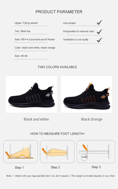Work Safety Shoes Non-slip Waterproof Anti-smashing Steel Toe Puncture Working Boots Lightweight Fashion Sneakers For Men Women