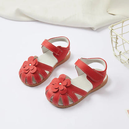 Hot selling little girl flower Sandals kids closed toe princess shoes for summer 3-7years older