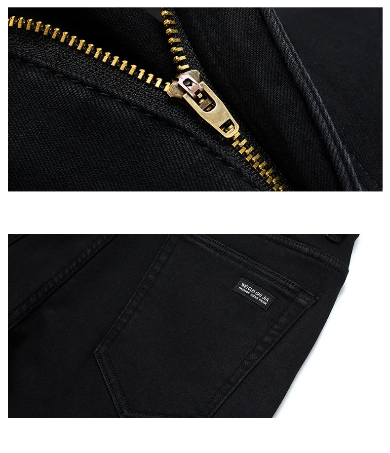 2023 Men's Stretch Black Jeans Classic Style Business Fashion Pure Slim-fit Denim Pants Male Brand Casual Trousers