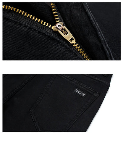 2023 Men's Stretch Black Jeans Classic Style Business Fashion Pure Slim-fit Denim Pants Male Brand Casual Trousers