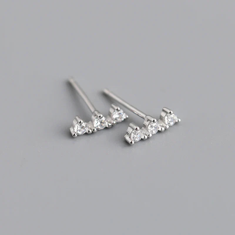 New Arrival Fashion Korean Blue Zircon Spike Geometric Stud Earrings for Women Real 925 Sterling Silver Gothic Jewelry