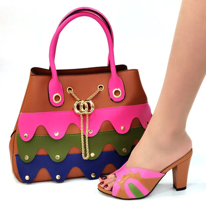 Black Color Comfortable Heels Italian Lady Shoes with Matching Bag for African Women Shoes and Bag Set