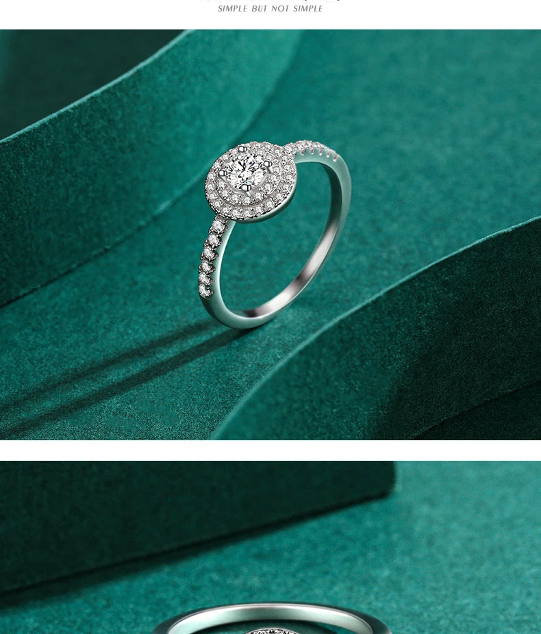 Sparkling Round Clear CZ Charm Rings Fashion 925 Sterling Silver Classic Design Wedding Ring For Women Party Jewelry