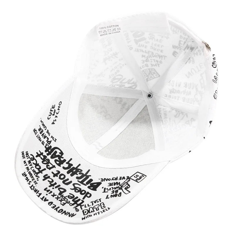 Korean version of the graffiti personality baseball hat tide men and women casual wild black shade curved eaves cap sun hat