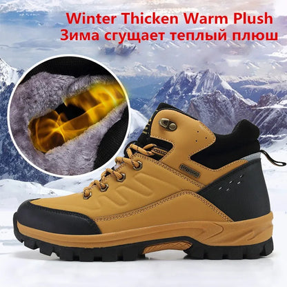 Brand Winter Men's Boots Warm Men's Snow Boots High Quality Leather Men Sneakers Outdoor Men Hiking Boots Work Shoes Size 39-46