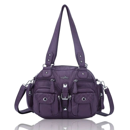 Women Small Handbags Satchel Top-handle Handbag PU Shoulder Bag 8”x11” Dumpling Pack Multi-pockets Shoulder Bag