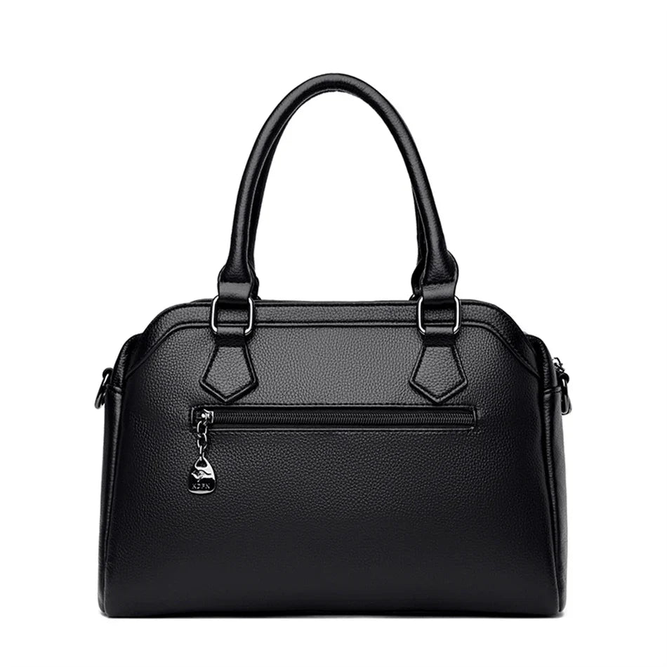 Multi-pocket Handbag Purses Genuine Cowhide Leather Shoulder Bag Luxury Designer Crossbody Messenger Sac Elegant Tote for Women