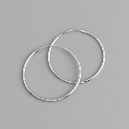 Genuine 925 Sterling Silver Fashion Korean Simple Hoop Earrings for Women Men Charming Chic Party Jewelry Accessories