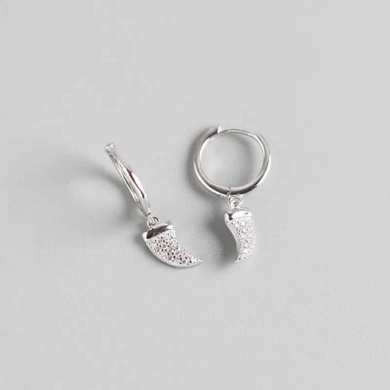 Real 100% 925 Sterling Silver Punk Hip-Hop Link Chain Gothic Studs Earrings for Fashion Women Jewelry Accessories 2022