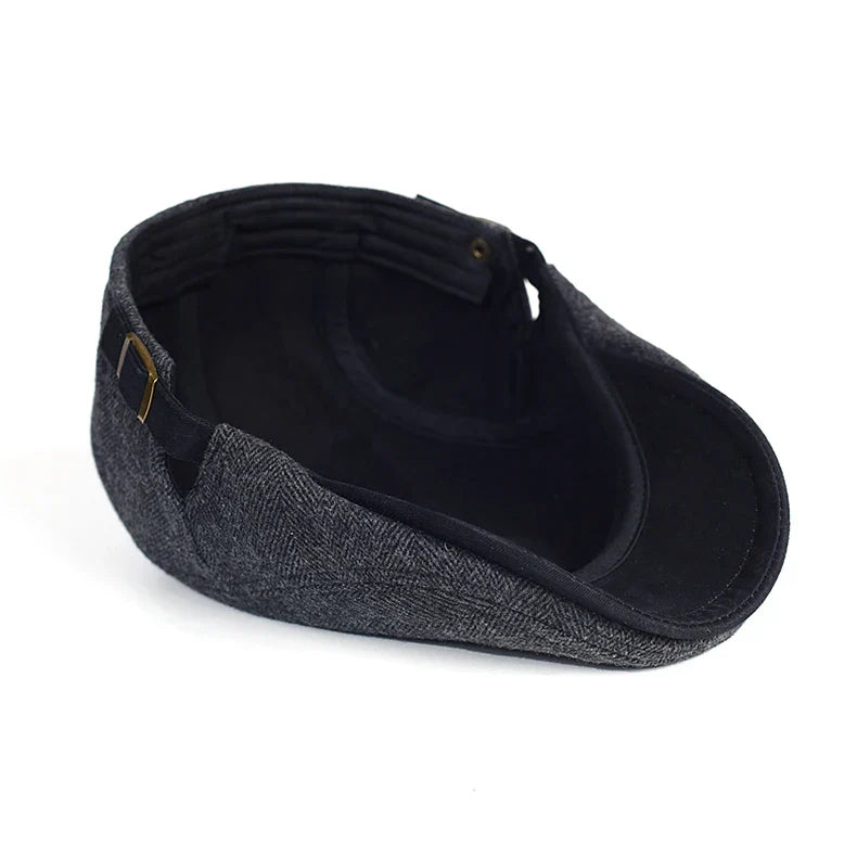 Big Size Newsboy Cap Men Winter Wool Thick Warm Vintage Herringbone Casual