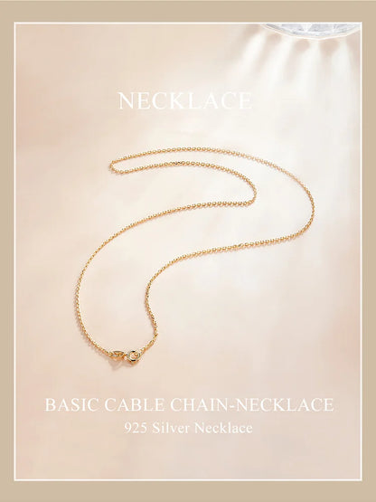 Classic Basic O-chain Solid 925 Sterling Silver Lobster Clasp Adjustable Necklace Box Cable Chain DIY Jewelry for Women