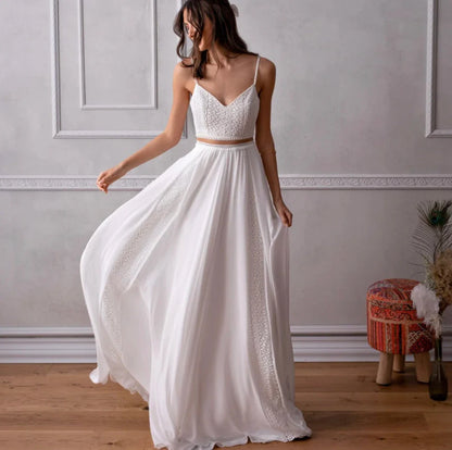 Customized Simple Boho Wedding Dresses 2 Pieces A-Line Spaghetti Straps Backless Sleeveless Elegant Bridal Gowns Vestidos 2026